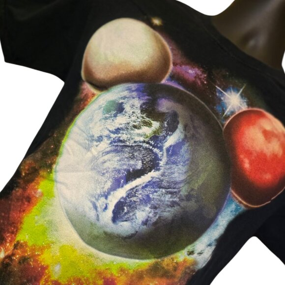 DISNEY Planet Mickey Black Short Sleeve T-Shirt sz S 34/36 Pre-Shrunk - Picture 2 of 10